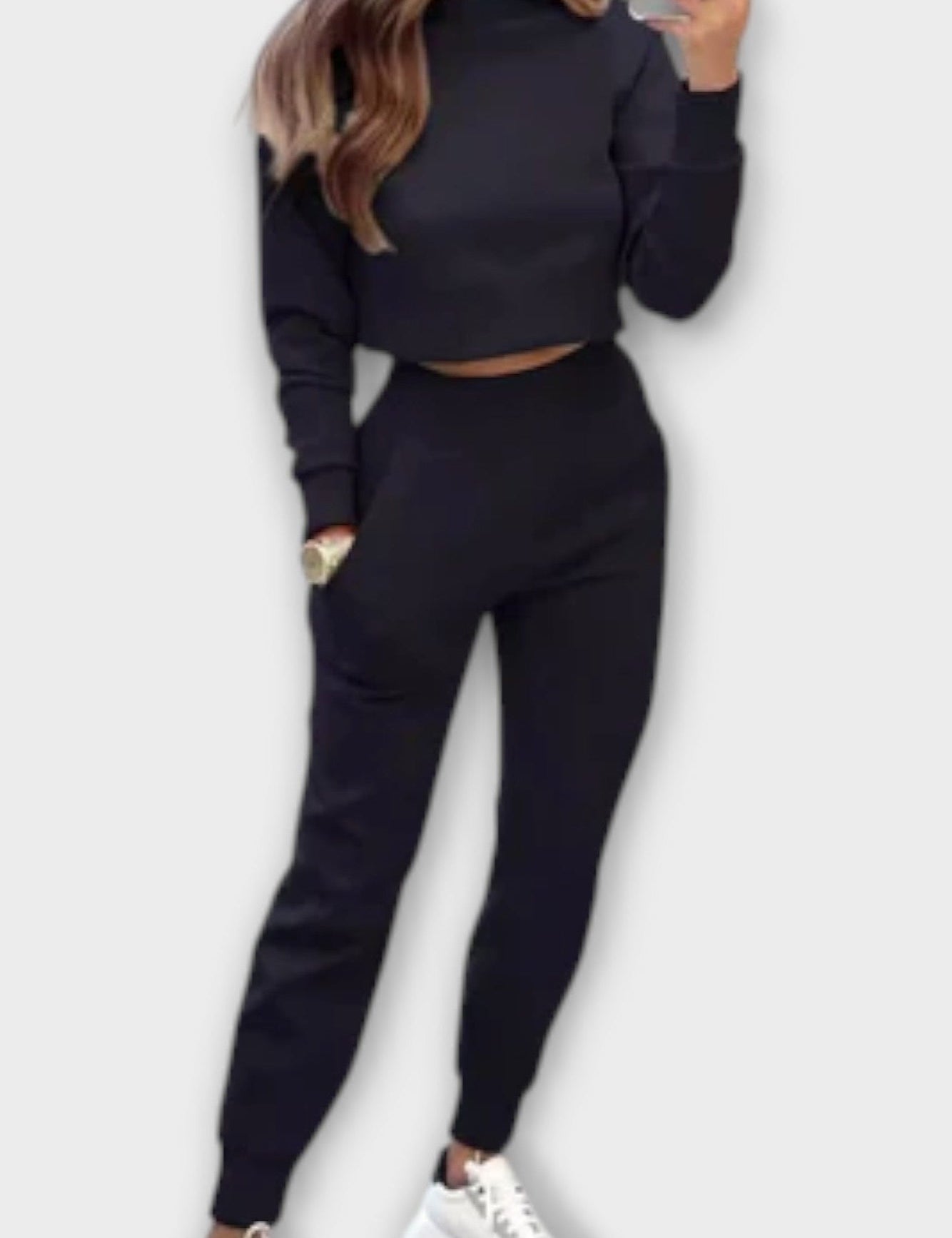 Paulette - Ensemble haut en maille beige & pantalon