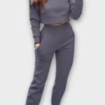Paulette - Ensemble haut en maille beige & pantalon