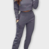 Paulette - Ensemble haut en maille beige & pantalon