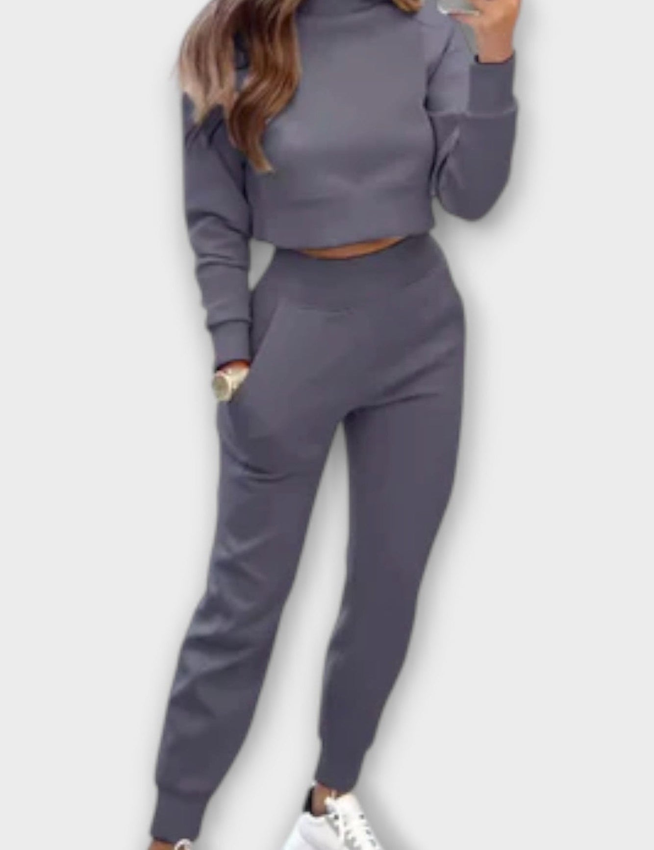 Paulette - Ensemble haut en maille beige & pantalon