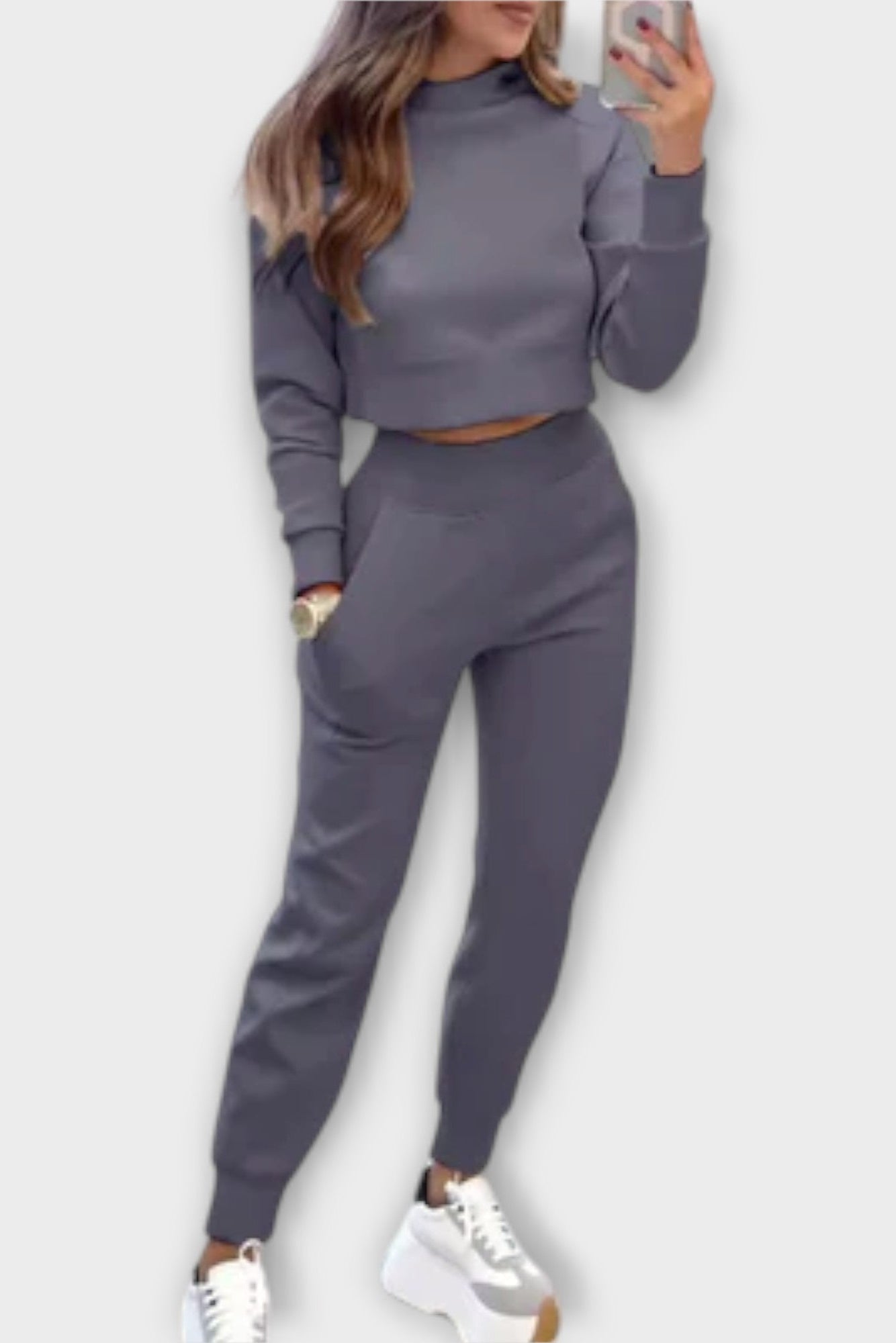 Paulette - Ensemble haut en maille beige & pantalon