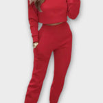 Paulette - Ensemble haut en maille beige & pantalon