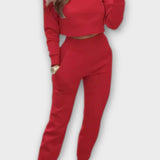 Paulette - Ensemble haut en maille beige & pantalon