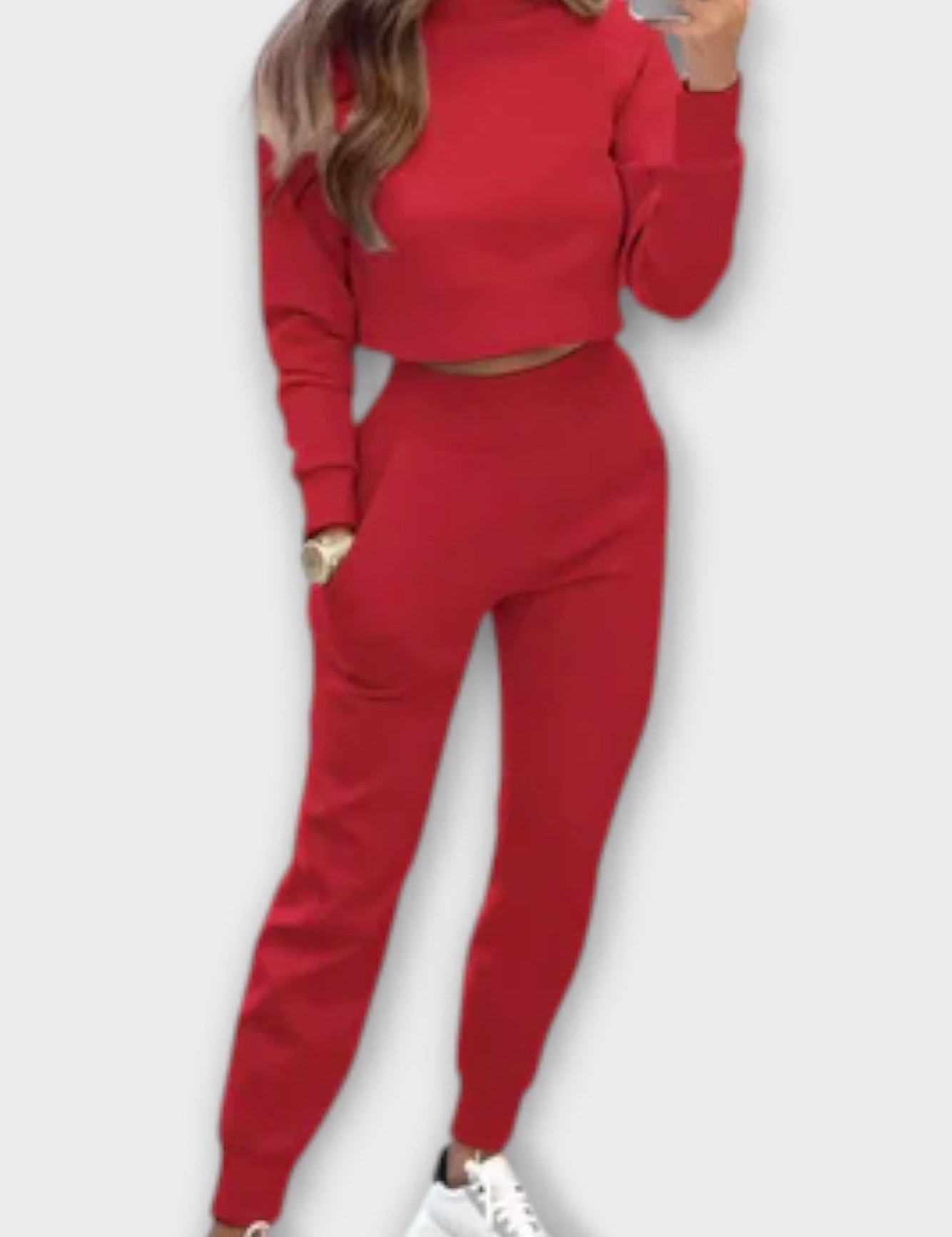 Paulette - Ensemble haut en maille beige & pantalon