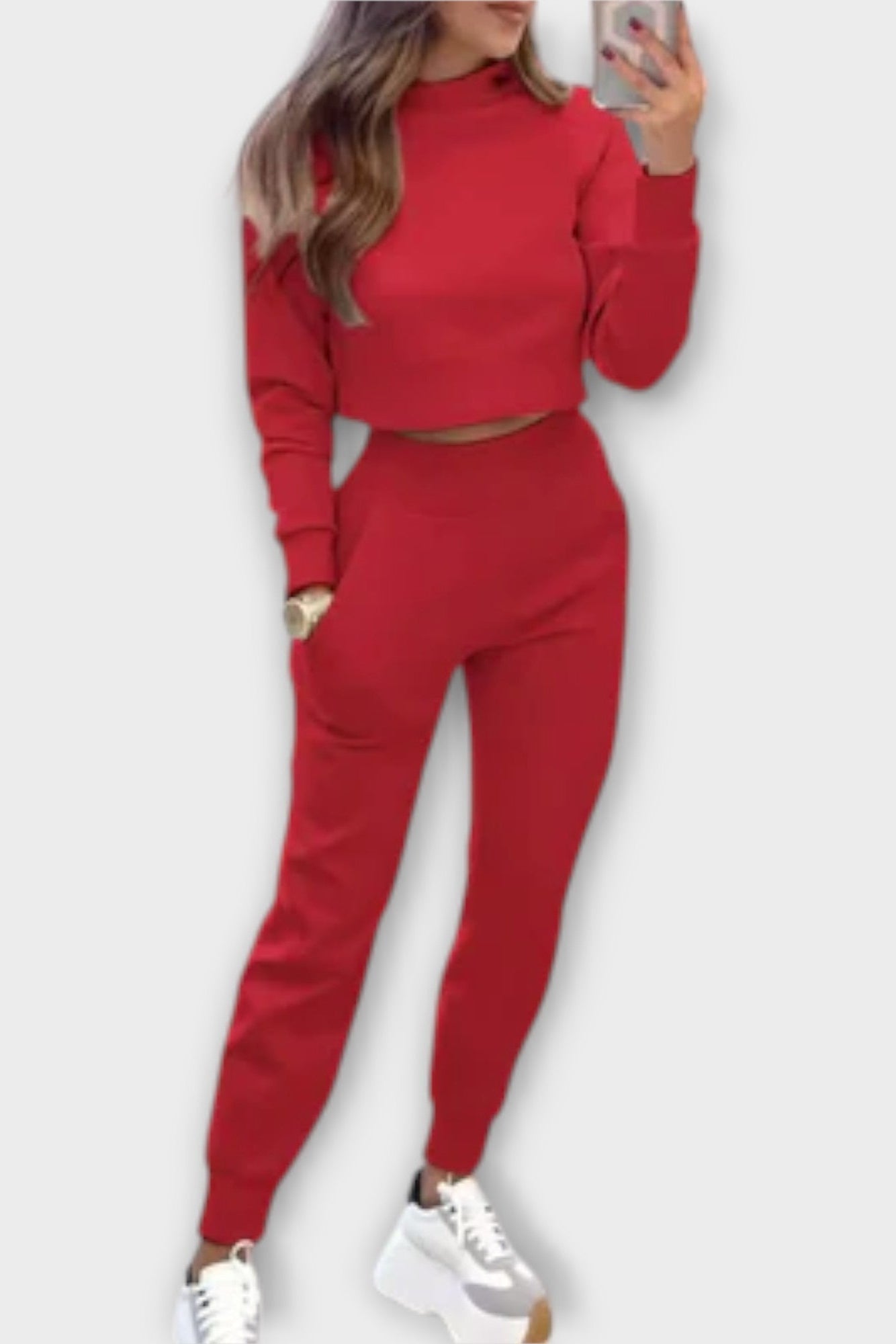 Paulette - Ensemble haut en maille beige & pantalon