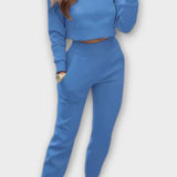 Paulette - Ensemble haut en maille beige & pantalon