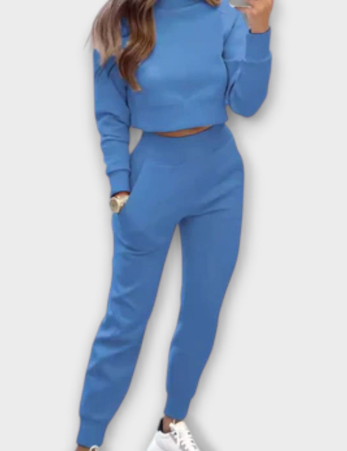 Paulette - Ensemble haut en maille beige & pantalon