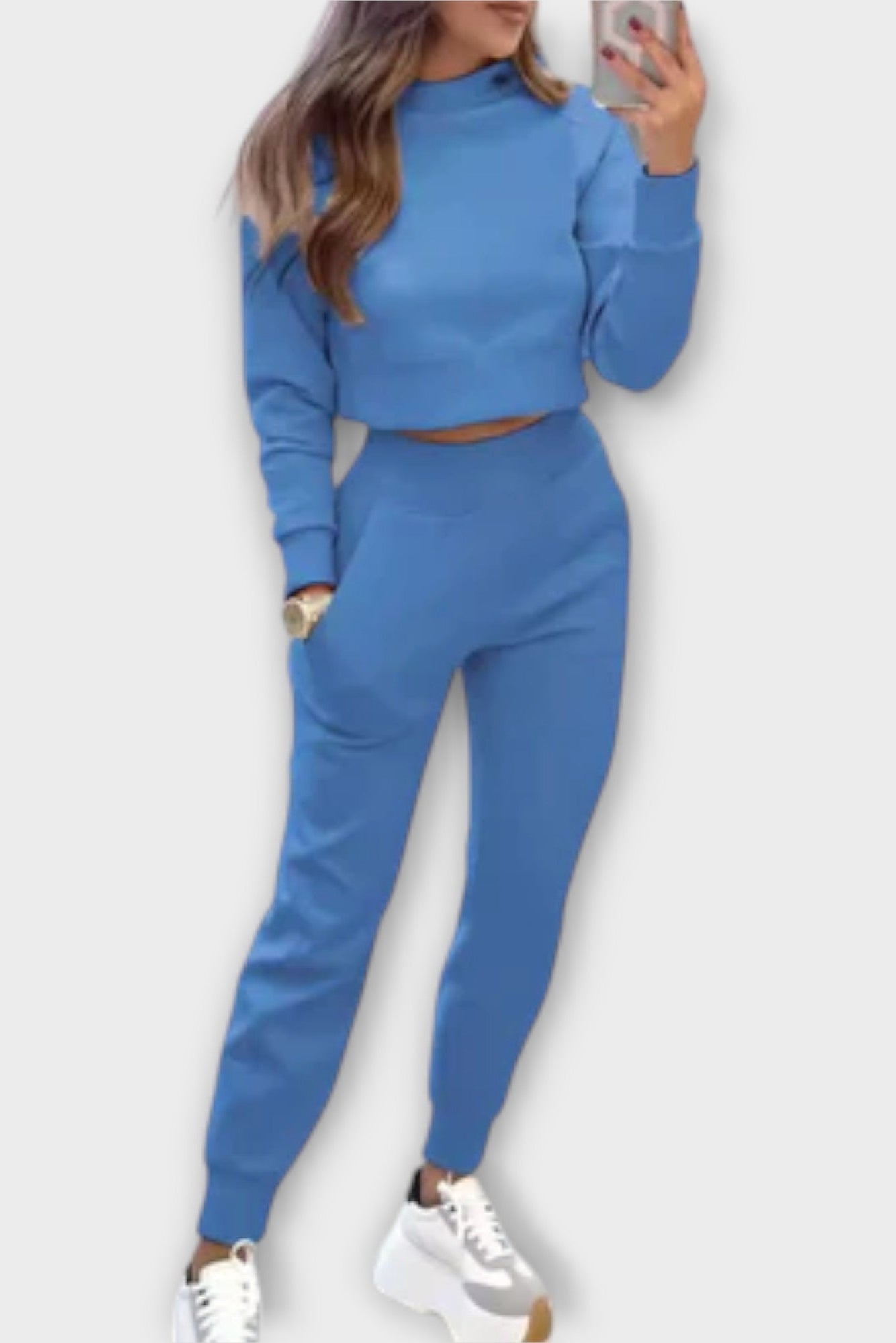 Paulette - Ensemble haut en maille beige & pantalon