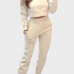 Paulette - Ensemble haut en maille beige & pantalon