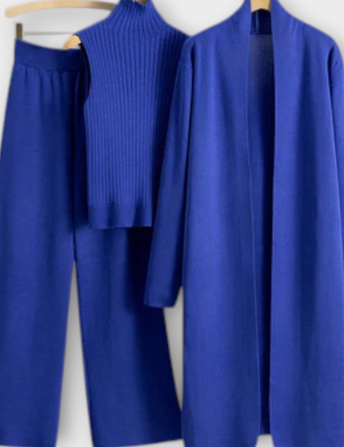 Louisette - Ensemble trois pièces en maille côtelée avec pantalon