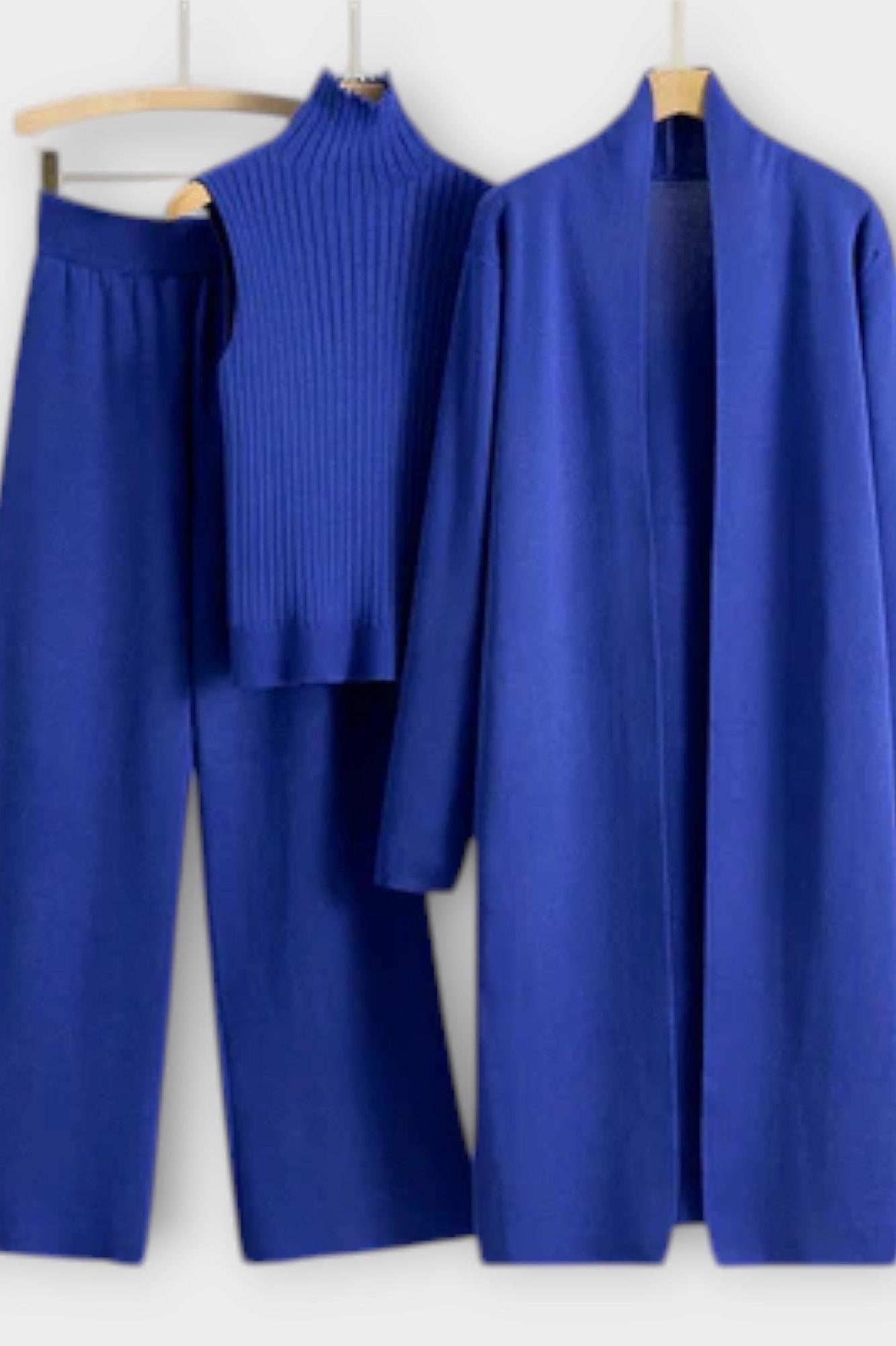 Louisette - Ensemble trois pièces en maille côtelée avec pantalon