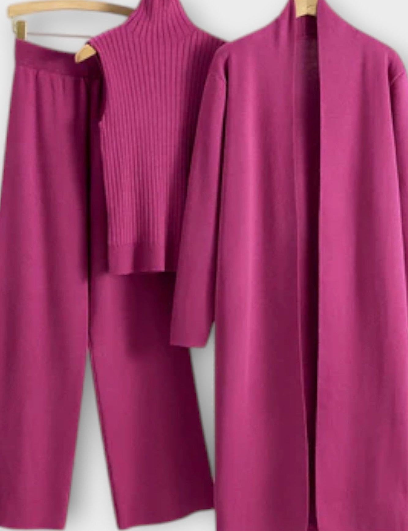 Louisette - Ensemble trois pièces en maille côtelée avec pantalon