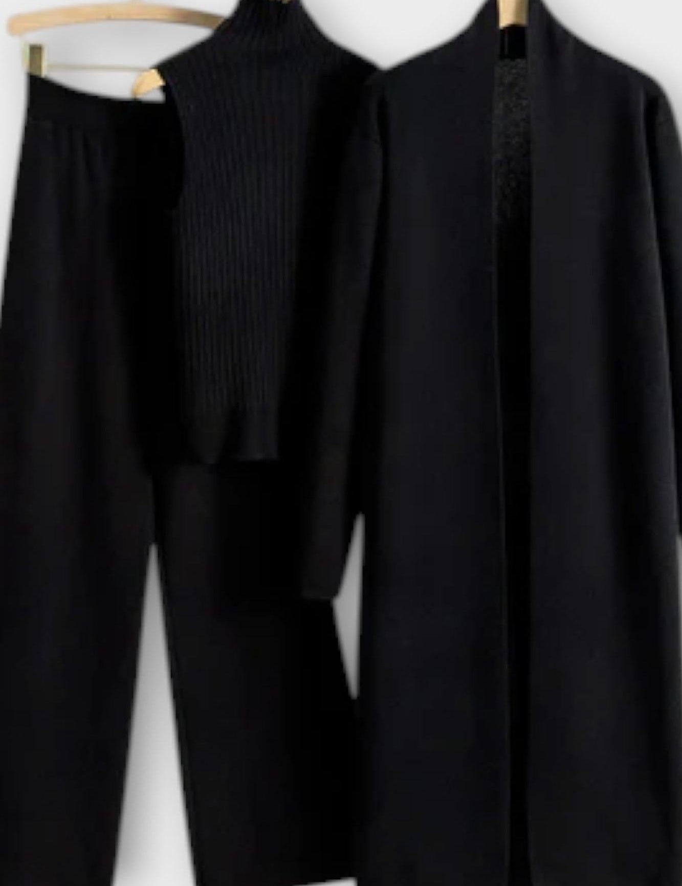 Louisette - Ensemble trois pièces en maille côtelée avec pantalon