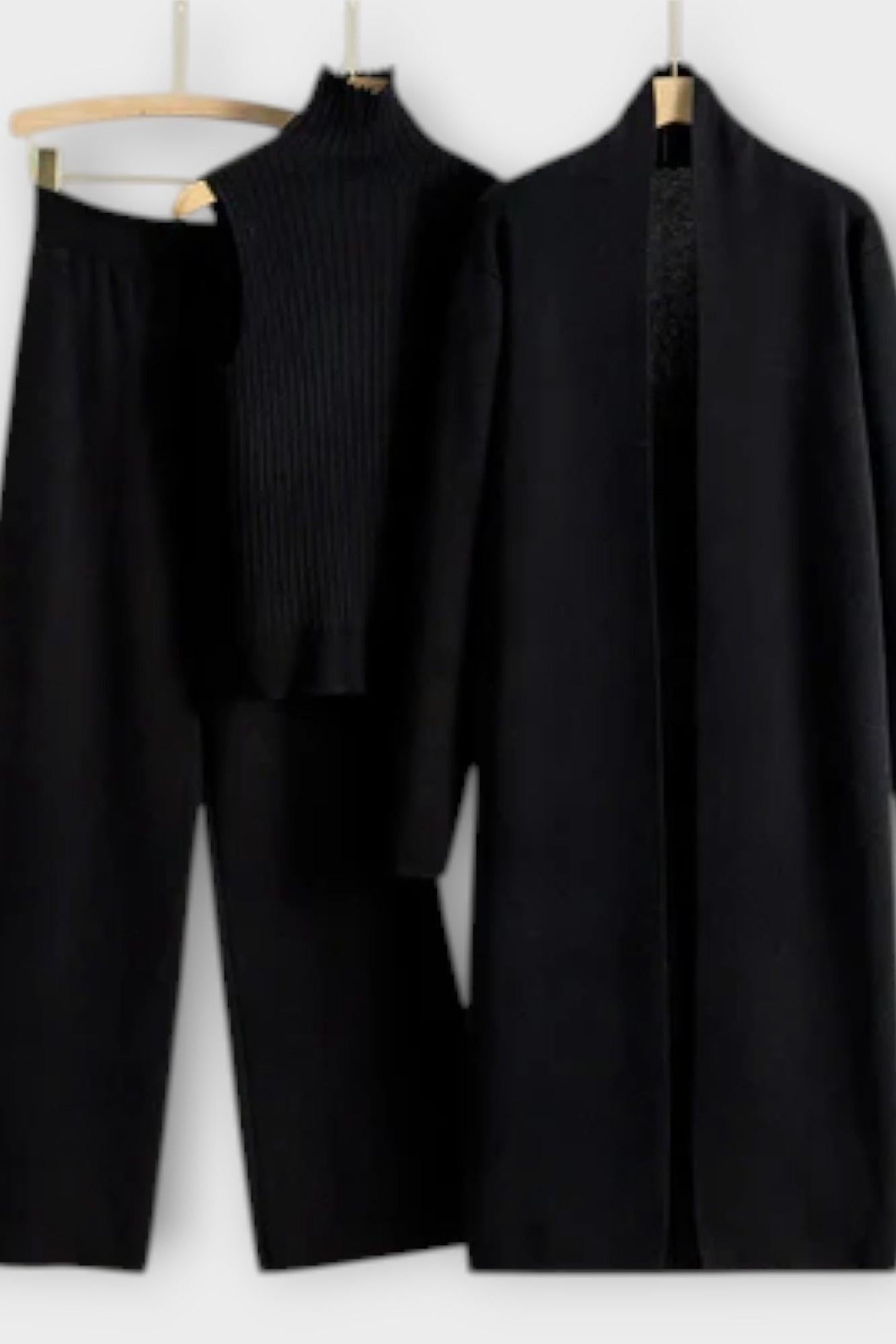 Louisette - Ensemble trois pièces en maille côtelée avec pantalon