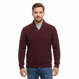 Luther Pull Homme – Tricot à Torsades avec Col Châle & Coupe Décontractée Moderne