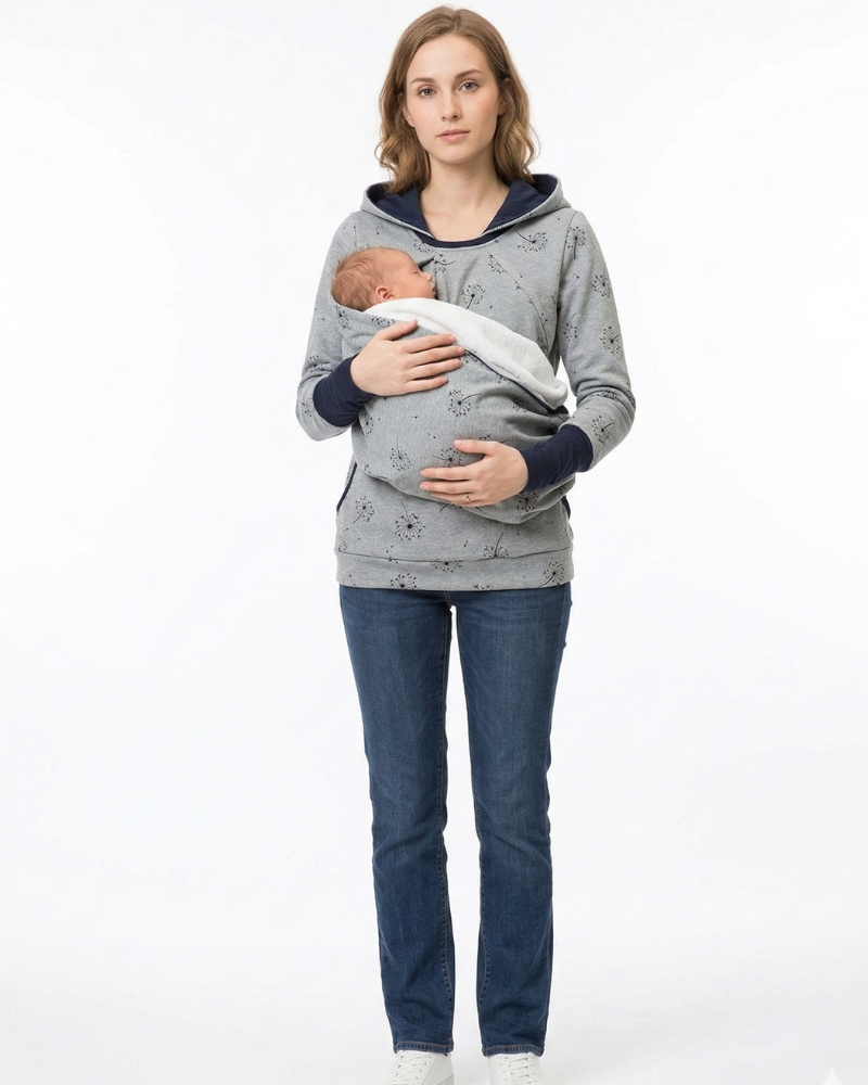 Emmaline Sweat Maternité à Capuche – Porte-Bébé Intégré, Poches Kangourou, Hoodie Maman