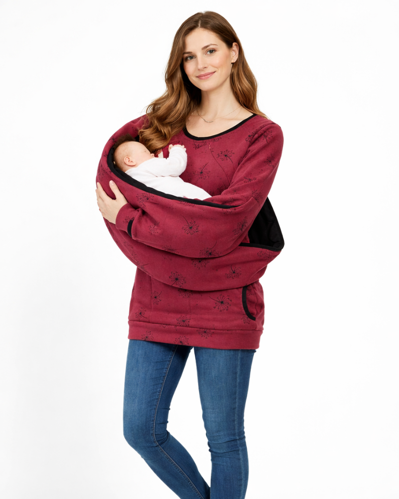 Emmaline Sweat Maternité à Capuche – Porte-Bébé Intégré, Poches Kangourou, Hoodie Maman