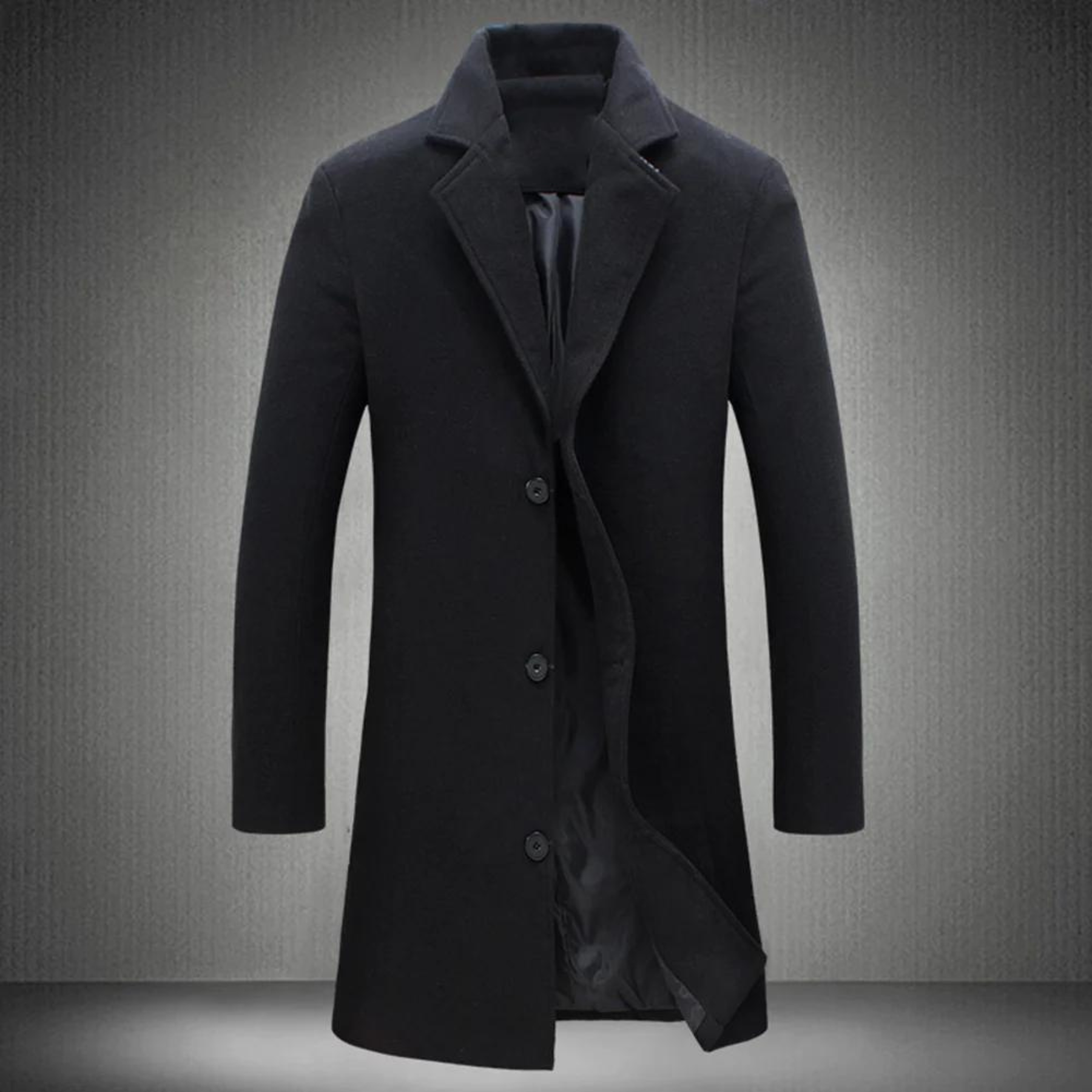 Zairen Manteau Long Homme – Coupe Droite Élégante avec Col Classique & Fermeture Boutonnée