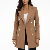TailleurChic Cabán Femme – Manteau Ajusté Double Boutonnage avec Revers Élégants