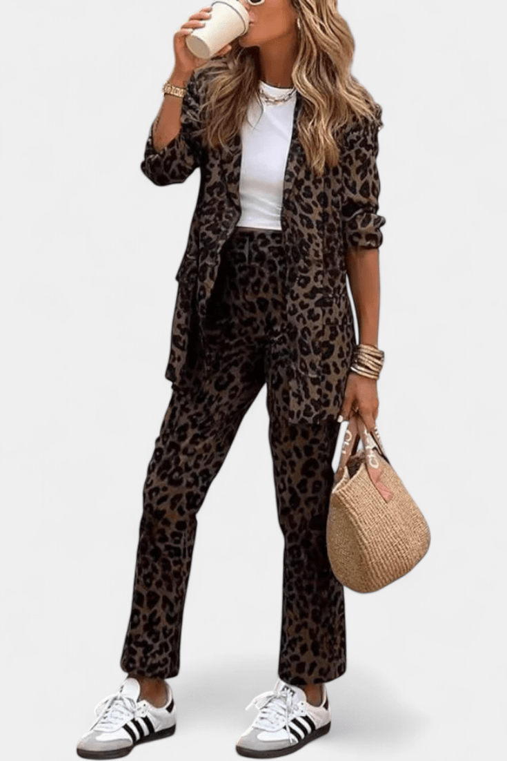 Fantine - Ensemble chemise & pantalon léopard