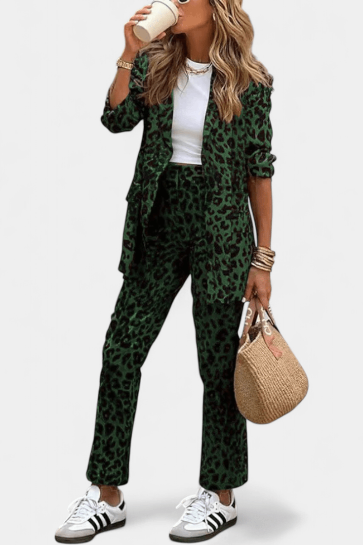 Fantine - Ensemble chemise & pantalon léopard