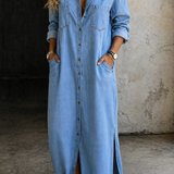 Delana - robe en denim à boutons pour femme - vue 3