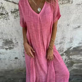 Alba Robe Bohème Femme – 100% Lin Bio avec Coupe Flatteuse & Tissu Respirant Éco-Confort