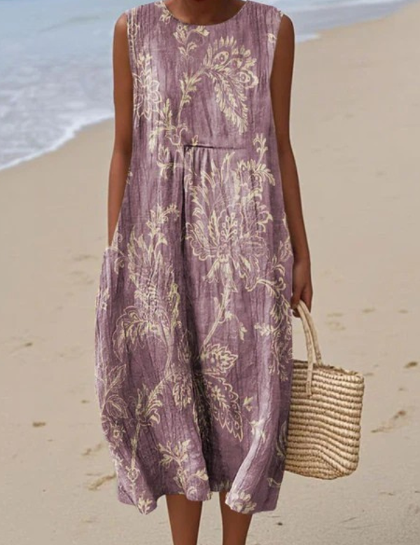 Céline - robe fluide et confortable pour femme, longueur midi