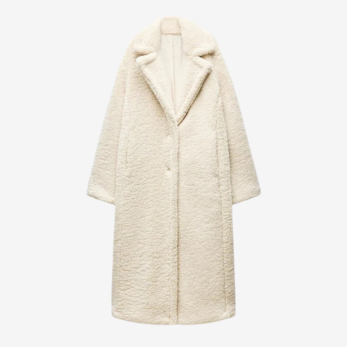 Capri Manteau Long Teddy Femme – Double Boutonnage, Texture Peluche & Style Hiver