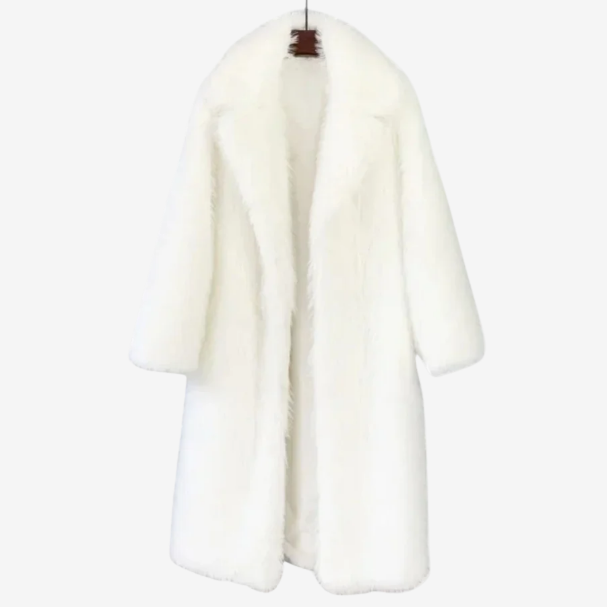 Calista Manteau Long en Fausse Fourrure Femme – Coupe Maxi, Col à Revers & Style Glamour