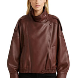 Eloise Veste Femme Oversize Structurée – Col Montant Asymétrique & Boutons Pression