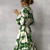 Patricia Robe Maxi Femme - Manches Longues, Col en V - Design Élégant et Fluide pour Événements Formels