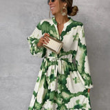 Patricia Robe Maxi Femme - Manches Longues, Col en V - Design Élégant et Fluide pour Événements Formels