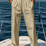 Ethan Pantalon Homme – Pantalon Large en Lin Respirant avec Coupe Ample & Style Élégant Été