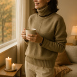 Liv Pull Femme Col Roulé Cachemire – Pull Luxe en Mélange Laine Doux Coupe Regular Élégante