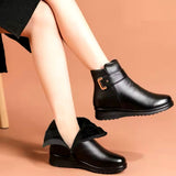 Mila Bottines Femme en Cuir – Doublure Fausse Fourrure Chaude & Fermeture Zippée