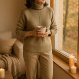 Liv Pull Femme Col Roulé Cachemire – Pull Luxe en Mélange Laine Doux Coupe Regular Élégante