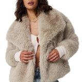 Lene Manteau Femme Faux Fur Luxe – Veste Courte Douce avec Revers Large & Coupe Moderne
