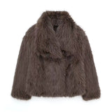 Lene Manteau Femme Faux Fur Luxe – Veste Courte Douce avec Revers Large & Coupe Moderne