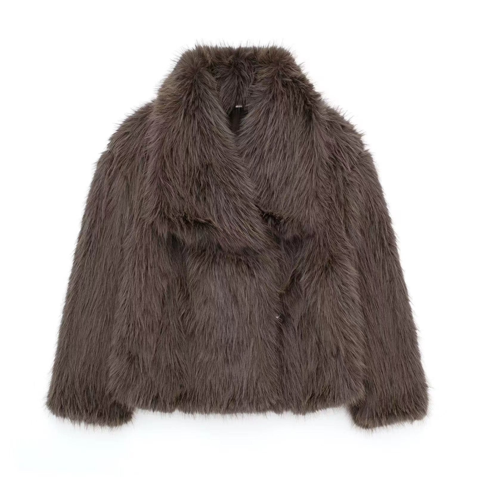 Lene Manteau Femme Faux Fur Luxe – Veste Courte Douce avec Revers Large & Coupe Moderne