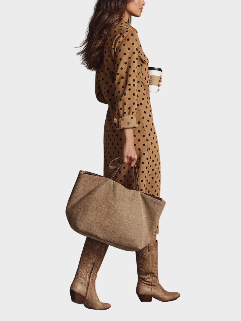 Magali - robe midi à pois en simili-cuir, autre vue
