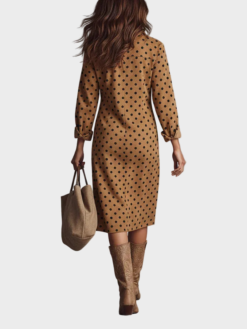 Magali : robe midi à pois en simili-cuir, vue détaillée