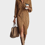 Magali - robe midi à pois en simili-cuir | AMORA MODE