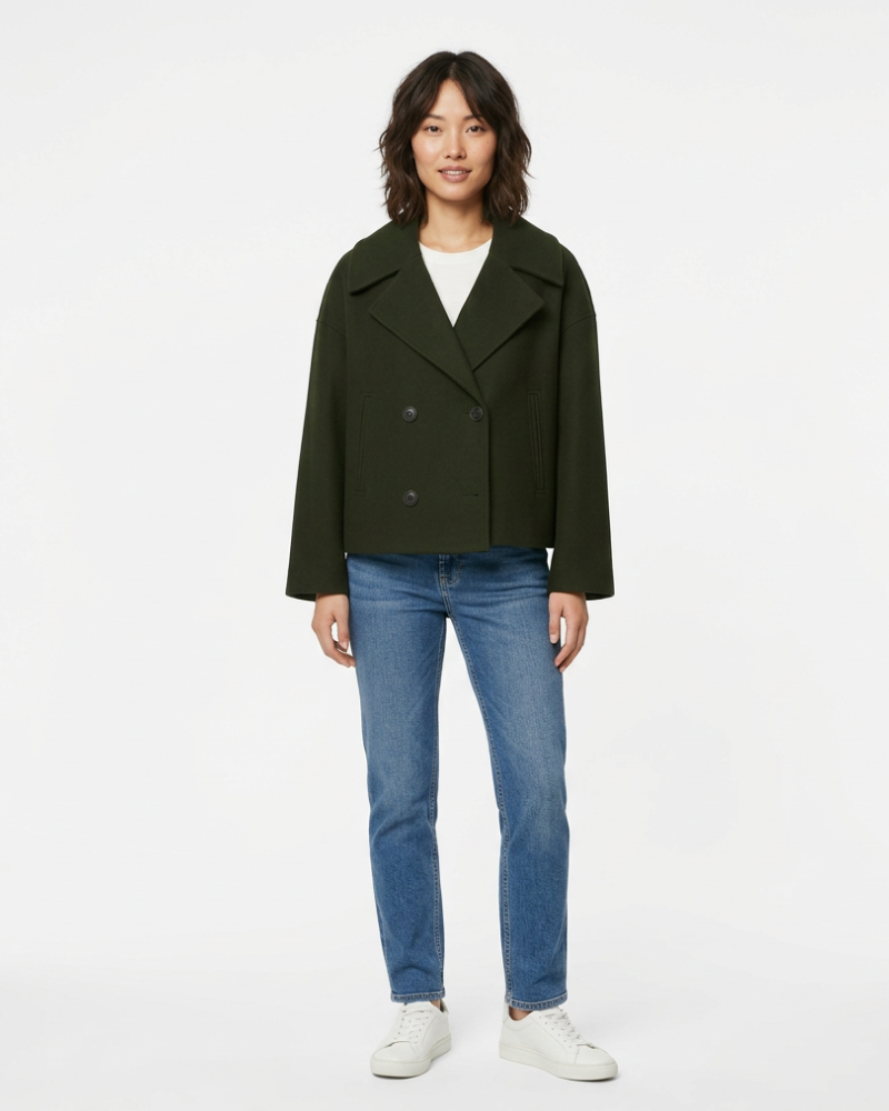 Guada Veste Femme Courte Laine – Double Boutonnage, Coupe Structurée Élégante