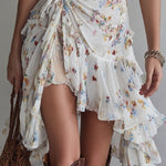 Perrine - robe mini fleurie rétro à décolleté en V pour femme - vue 3