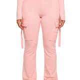 Ellis Pantalon Cargo Jogger Femme – Taille Haute V-Cut, Coupe Sculptante & Tissu Stretch