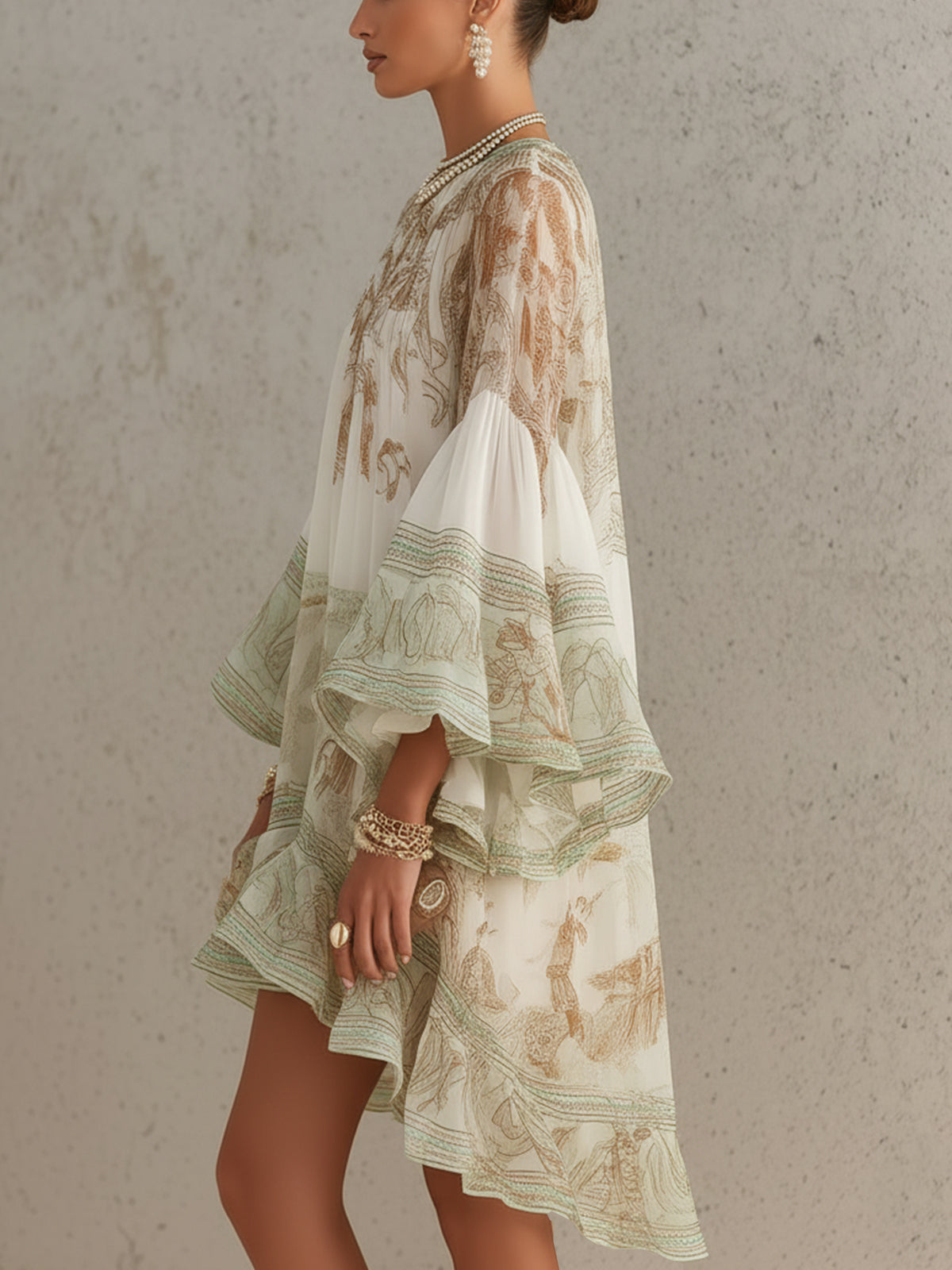 Rosalie - robe mini en mousseline à manches volantées pour femme - vue 3