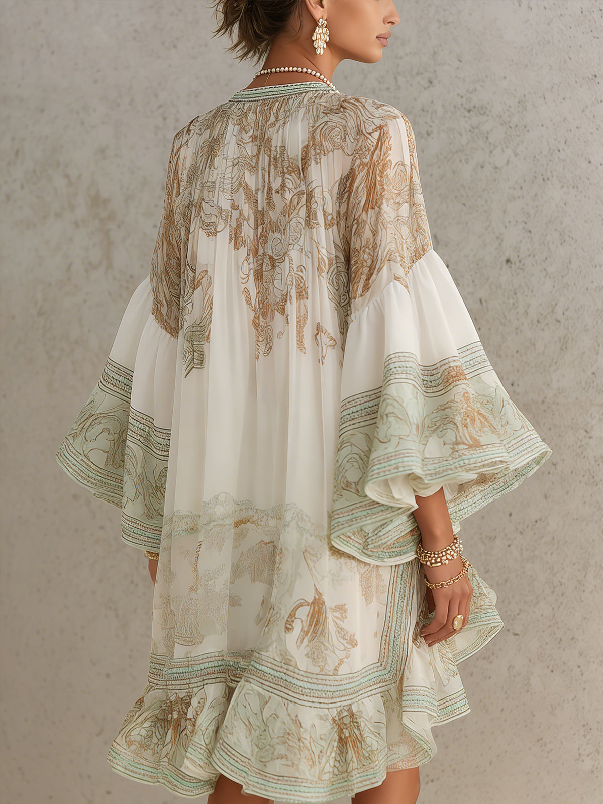 Rosalie - robe mini en mousseline à manches volantées pour femme - vue 2