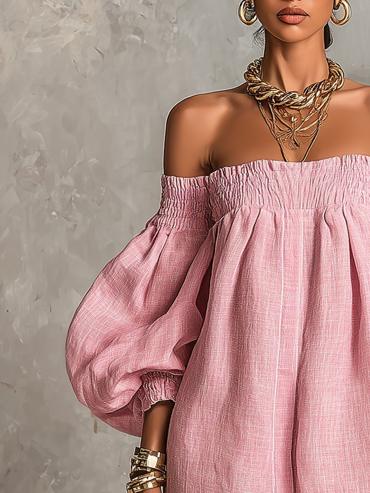 Violette - robe mini trapèze rose à manches lanterne pour femme - vue 4
