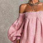 Violette - robe mini trapèze rose à manches lanterne pour femme - vue 4